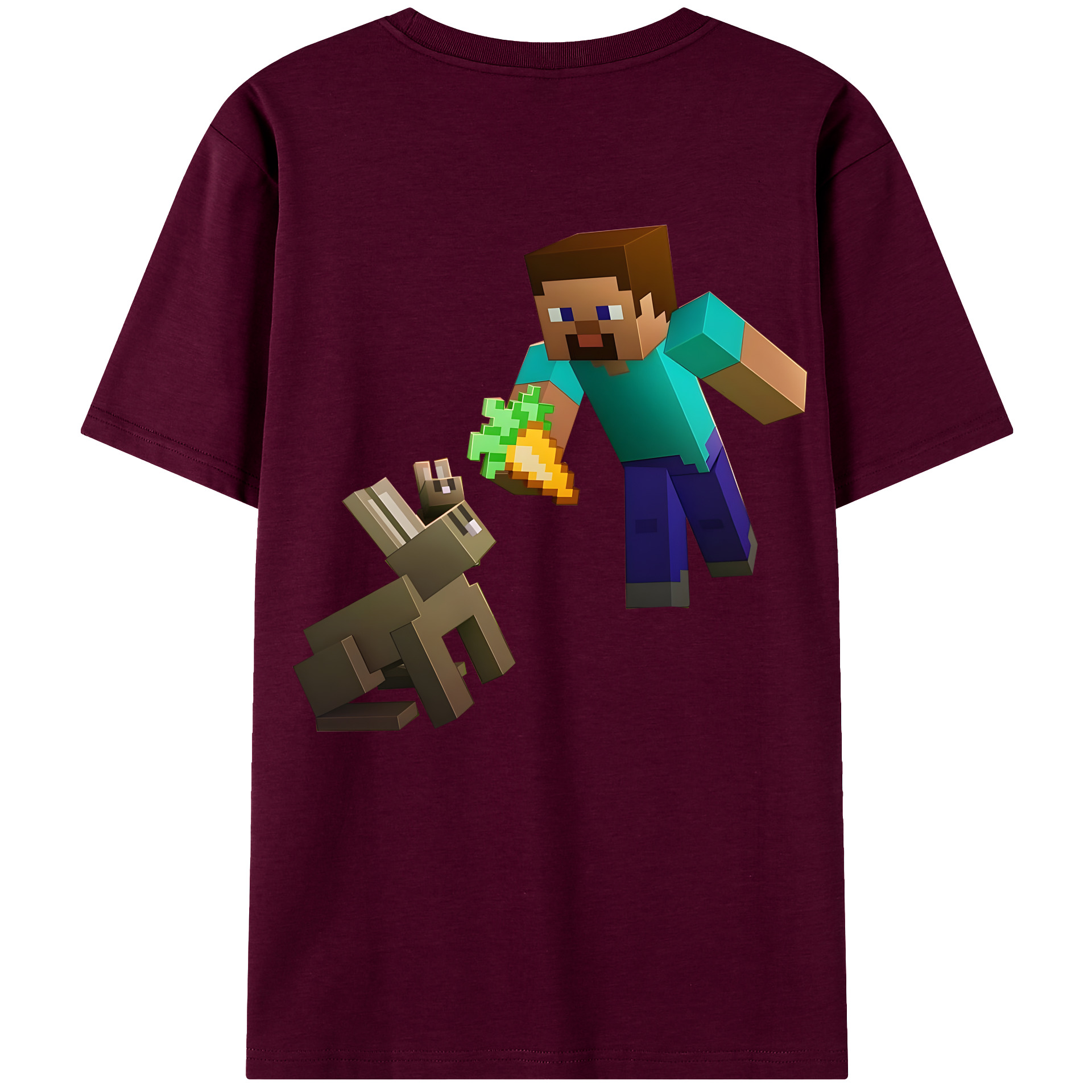 （画像用） マインクラフト ブロックの世界 Minecraft MC Block world レディース半袖Tシャツ(バックプリント)